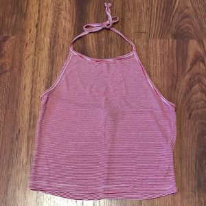 Red & white halter crop top